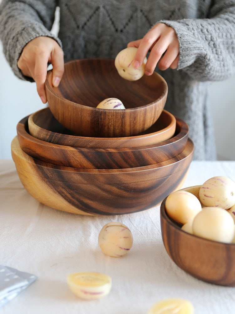 Handcrafted Natural Wood Serving Bowl